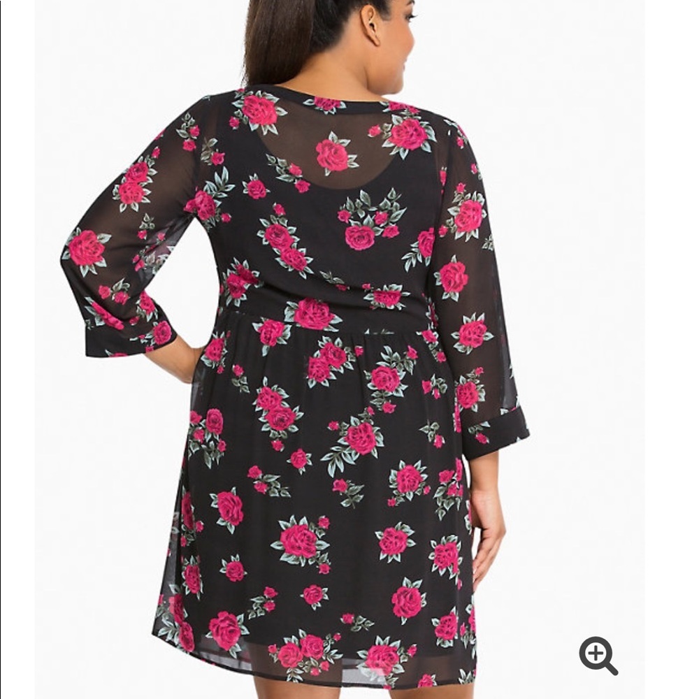 Torrid Rose Print Shirt Dress - Picture 2 of 2